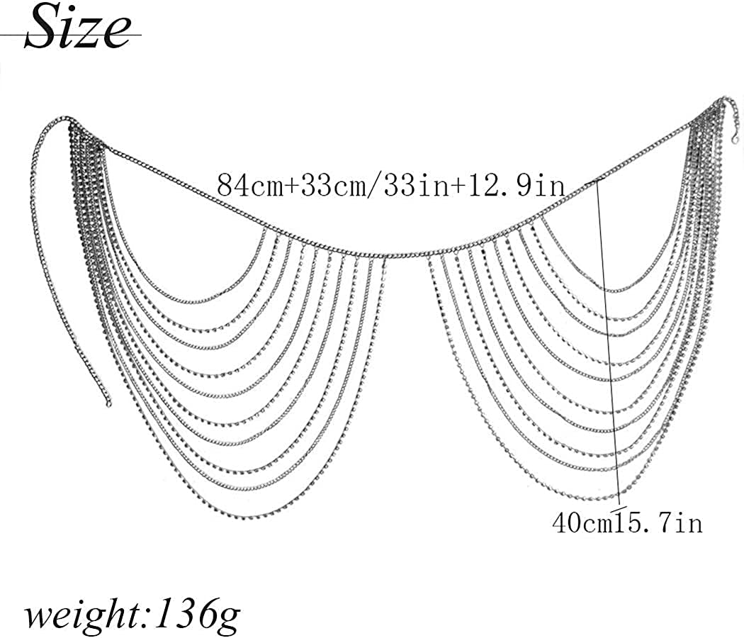 Brishow Rhinestone Body Chains Layered Crystal Waist Chain Beach Bikini Fashion Body Jewelry Accessories for Women and Girls Apparel & Accessories > Jewelry > Body Jewelry Brishow