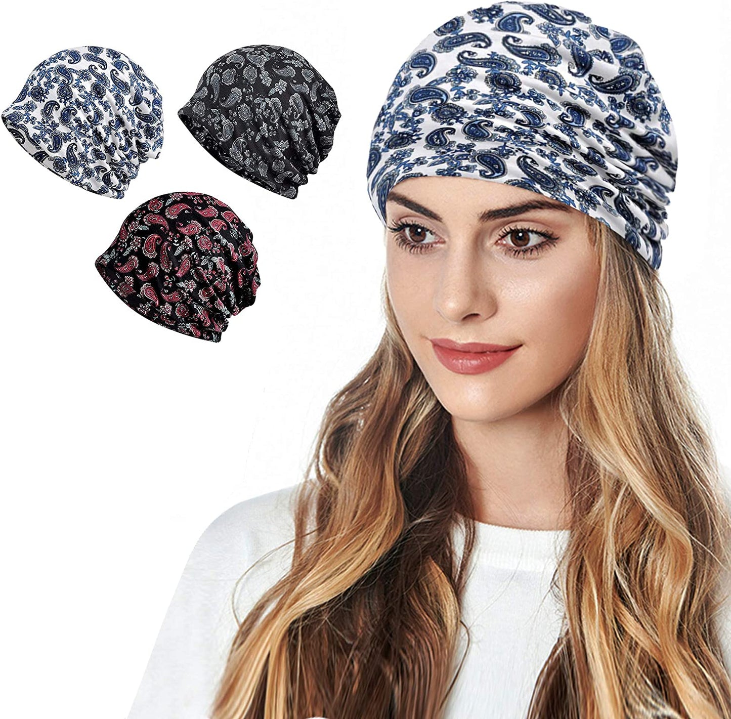 Cotton Face Bandanas for Sports Headwear Headband Neck Gaiter Chemo Cap Hair Loss Beanie Nightcap Apparel & Accessories > Clothing Accessories > Headwear Ababalaya C-1392pack