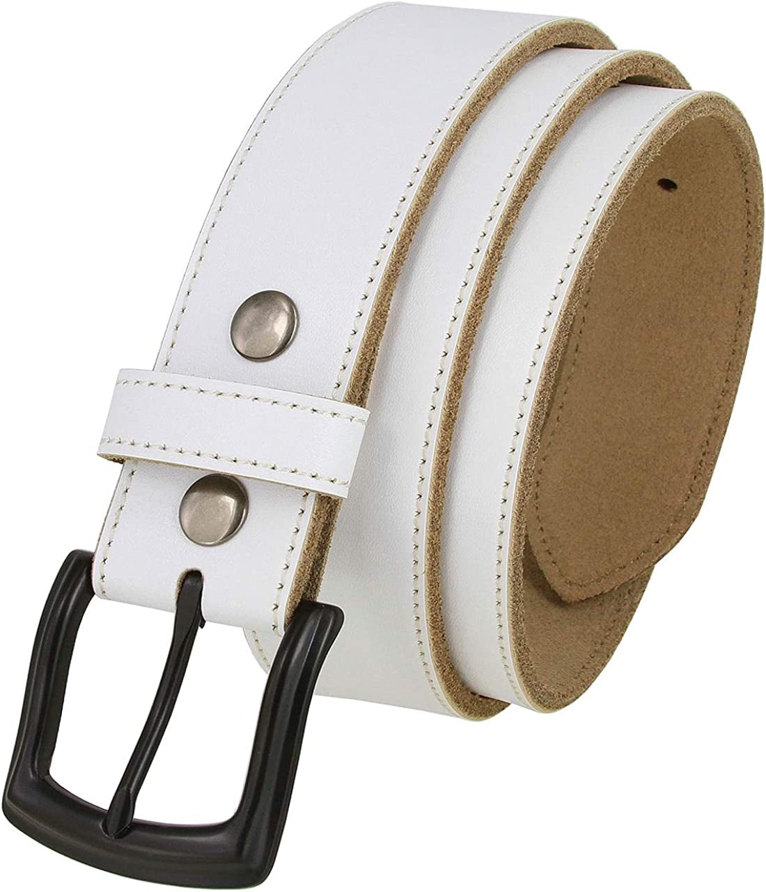 White Belt Cowhide Leather Replacement Casual Belt Strap 1-1/2"(38Mm) Wide, Multi-Style Options Apparel & Accessories > Clothing Accessories > Belts Belts.com 03 Black 36