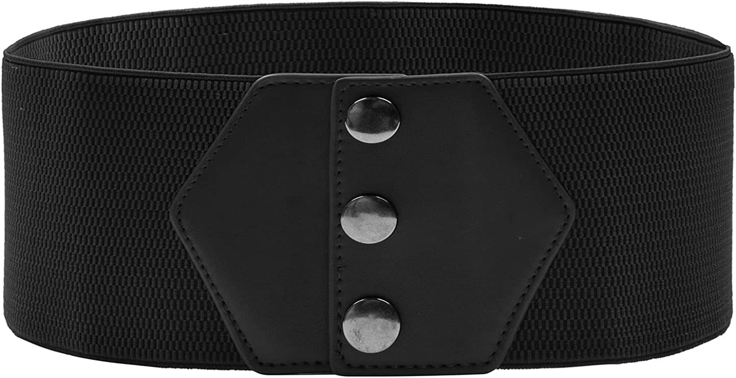 GRACE KARIN Women'S Snap-Button Corset Belt Wide Elastic Belts for Dress Stretchy Waistband Apparel & Accessories > Clothing Accessories > Belts GRACE KARIN Black Large