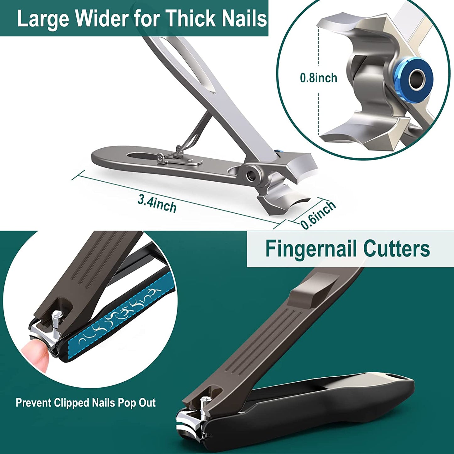 GLAMFIELDS Large Nail Clipper Set (8Pcs), Toe Nail Clippers for Thick Nails for Seniors, Ingrown Toenail, Paronychia, Big Toenail Clippers with Easy Grip Rubber Handle for Podiatrist/Adult /Men/ Women Health & Beauty > Personal Care > Cosmetics > Cosmetic Tools > Nail Tools GLAMFIELDS
