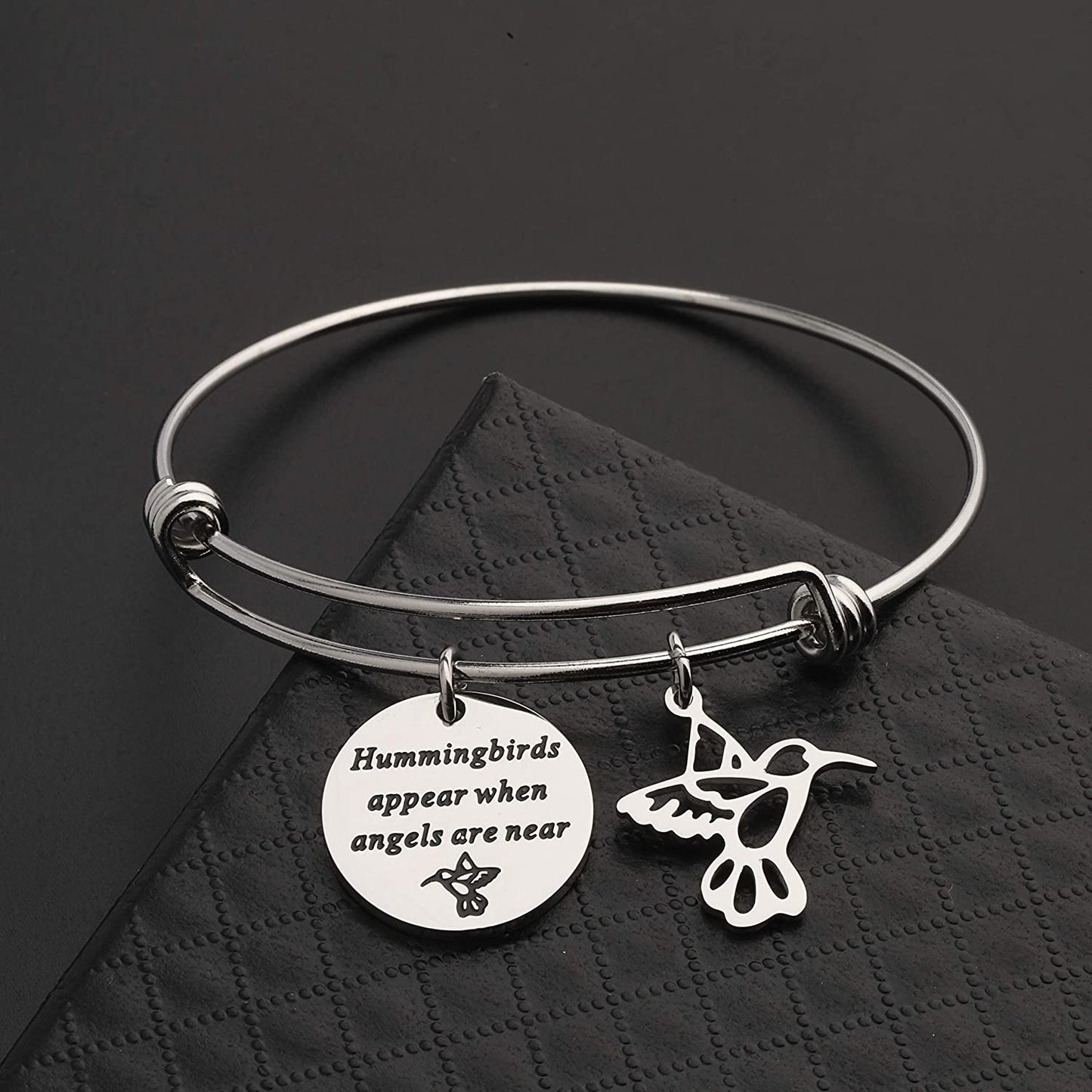 BAUNA Hummingbirds Brcelet Memorial Gifts Hummingbirds Appear When Angels Are near Sympathy Gift for Her Apparel & Accessories > Jewelry > Bracelets BAUNA