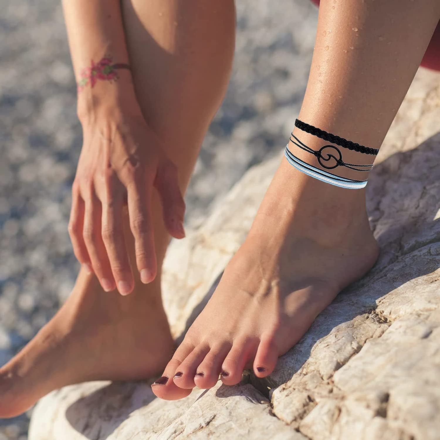 HUASAI Vsco String Bracelets for Teen Girls Women Waterproof Boho Rope Bracelets Wave Surfer Bracelets Summer Beach Anklets Apparel & Accessories > Jewelry > Anklets HUASAI