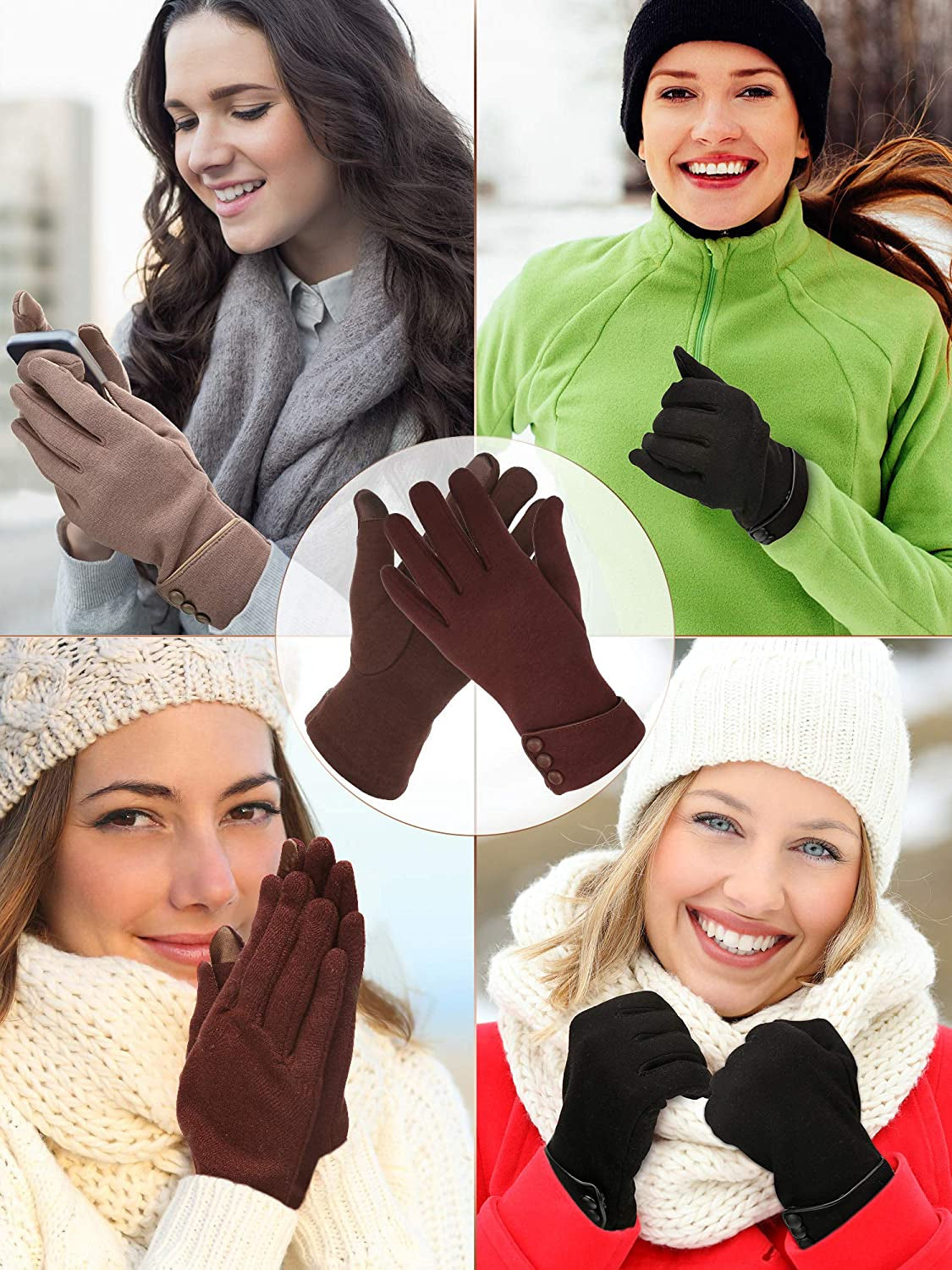 Patelai 3 Pairs Women Winter Gloves Warm Touchscreen Gloves Windproof Gloves for Women Girls Winter Using Apparel & Accessories > Clothing Accessories > Gloves & Mittens Patelai