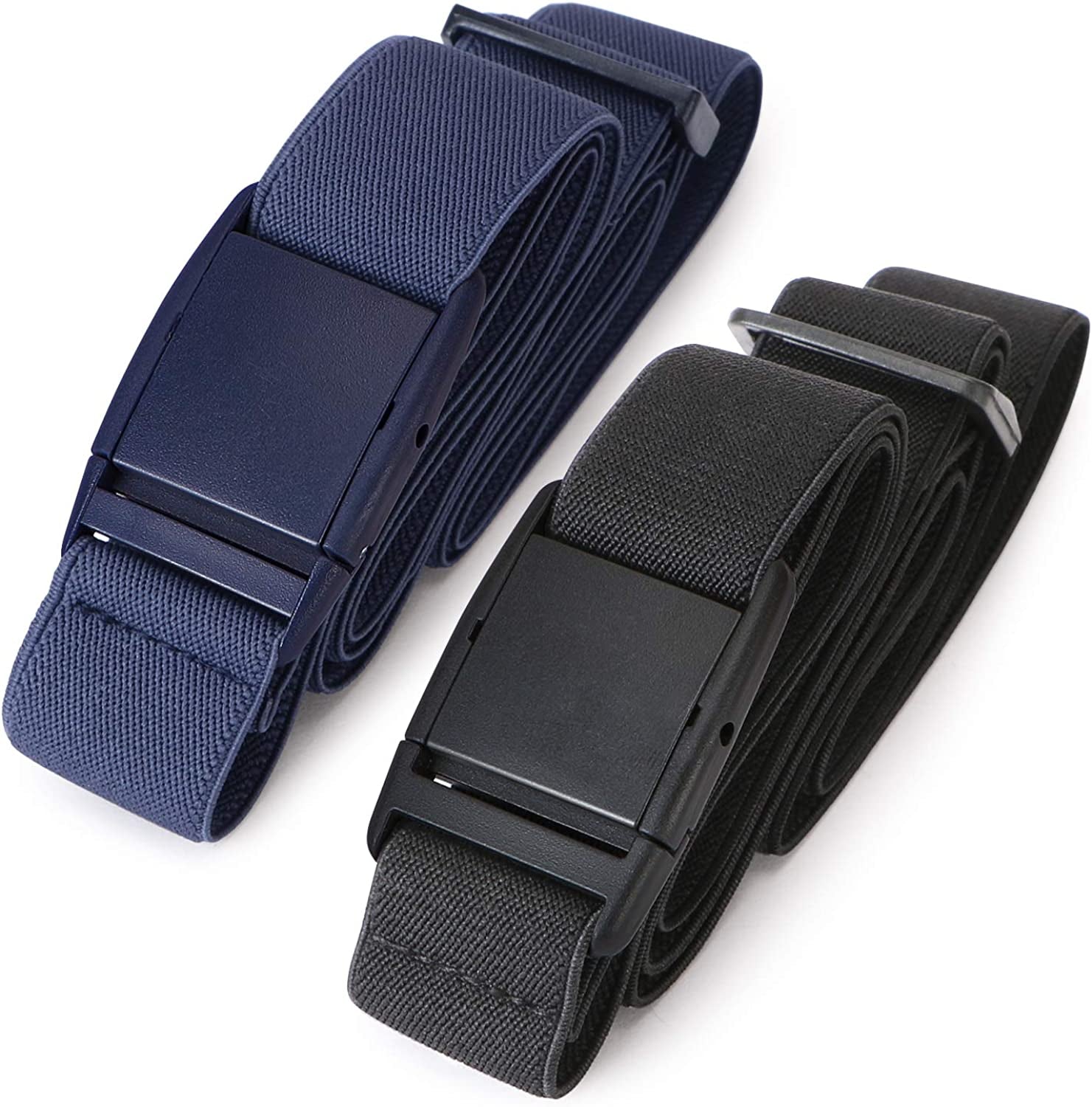 No Show Women Stretch Belt Invisible Elastic Web Strap Belt with Flat Buckle for Jeans Pants Dresses Apparel & Accessories > Clothing Accessories > Belts KYLIE MAX C-black+blue Suit for US Size 0-16