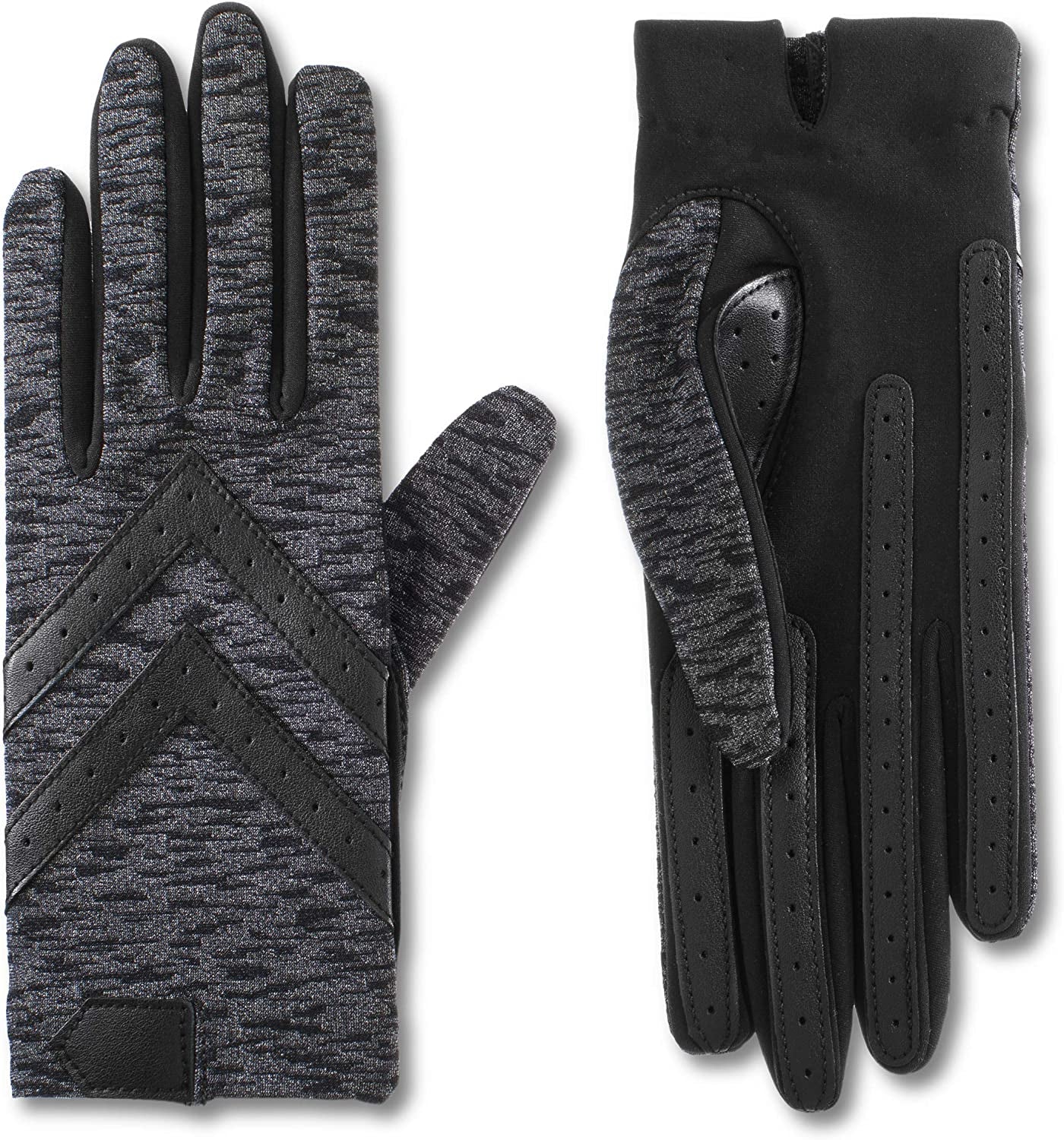 Isotoner Women'S Spandex Shortie Touchscreen Gloves Apparel & Accessories > Clothing Accessories > Gloves & Mittens isotoner Black Animal Print Large-X-Large