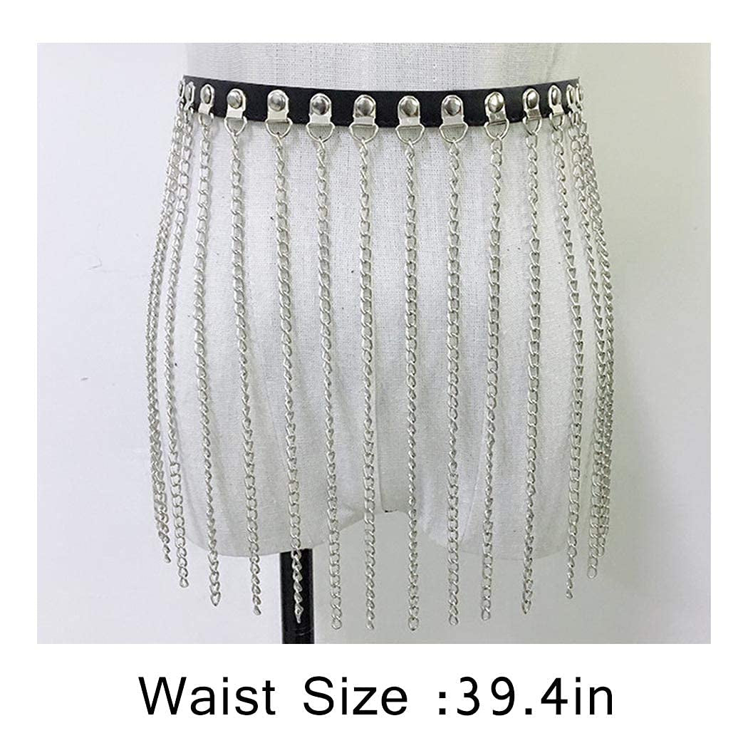 Fstrend Punk Tassel Body Chains Belly Dance Skirts Bikini Summer Beach Hip Waist Chain Nightclub Jewelry Accessories for Women and Girls (Black) Apparel & Accessories > Jewelry > Body Jewelry Fstrend