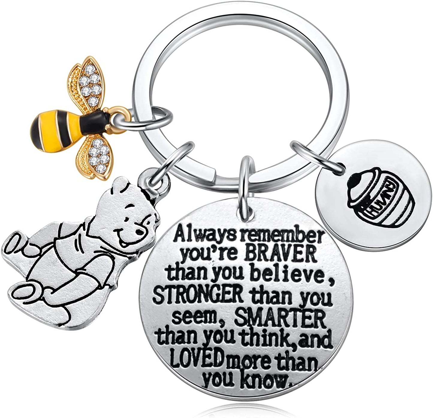 Inspired by Classic Gifts You Are Braver than You Believe, Bee, Hunny, Pooh Bear Charm Inspirational Jewelry for Women Girls Apparel & Accessories > Jewelry > Bracelets Kvekstio Silver