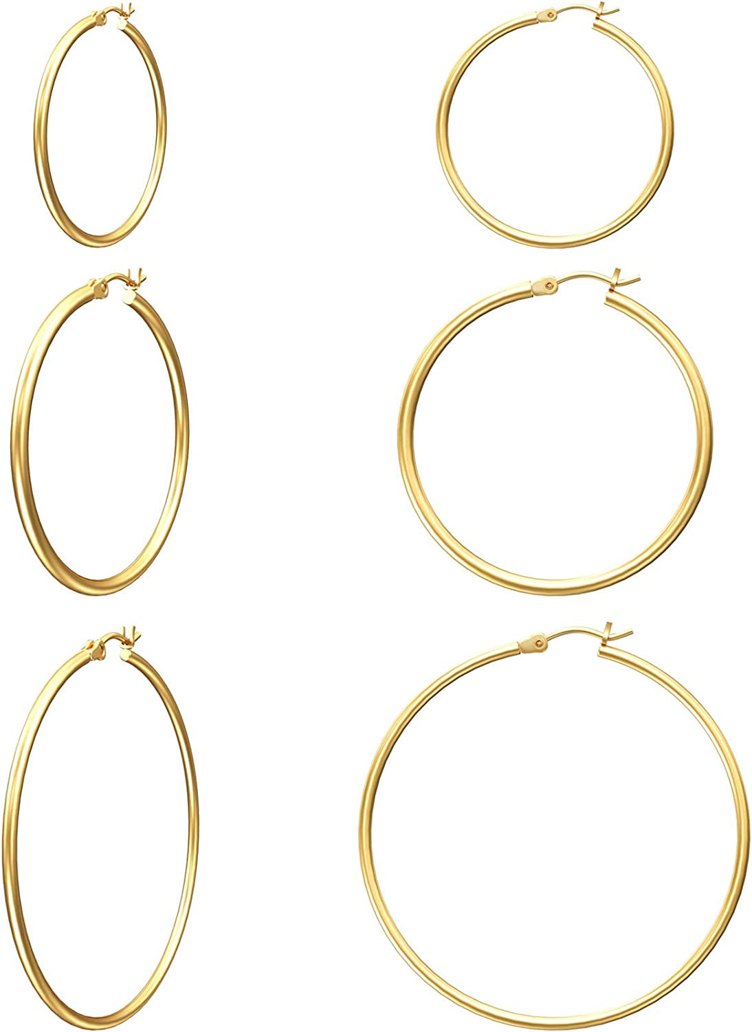 Gacimy Gold Hoop Earrings for Women 14K Real Gold Plated Hoops with 925 Sterling Silver Post Apparel & Accessories > Jewelry > Earrings Gacimy Gold 30-40-50mm