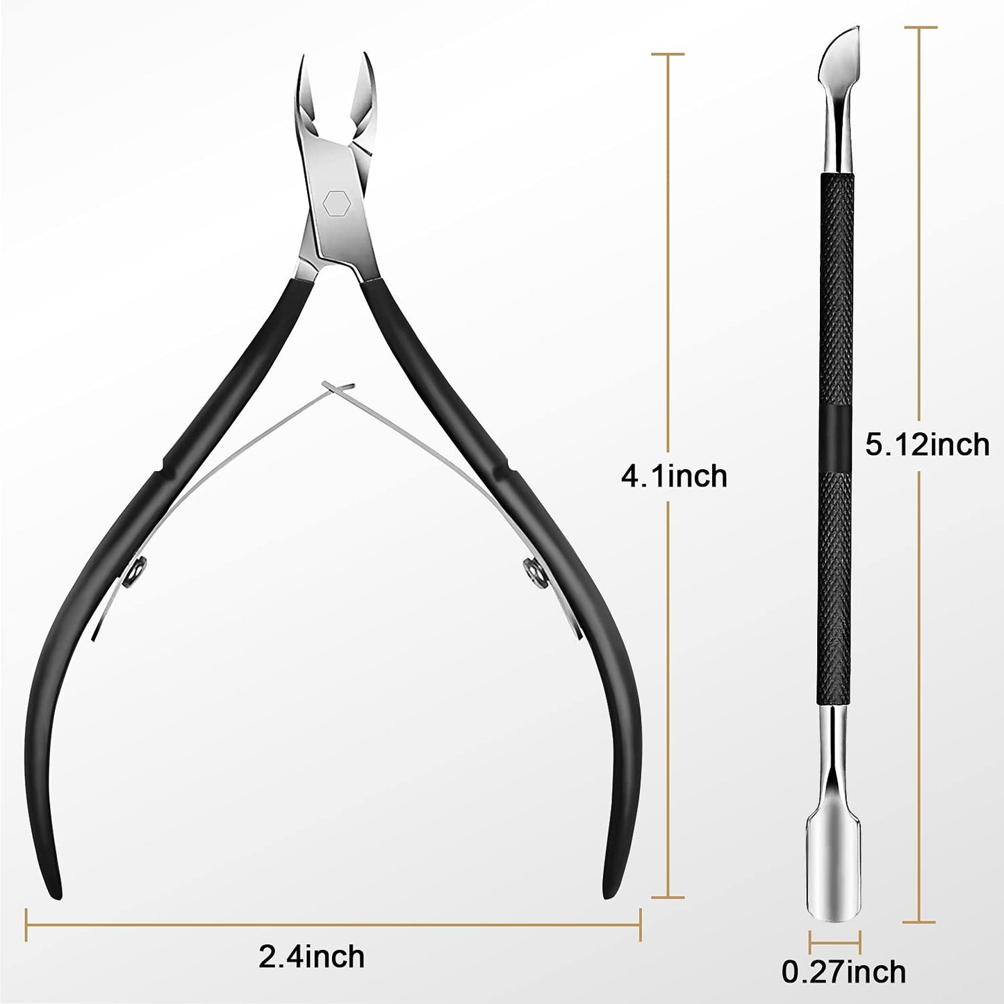 Cuticle Trimmer with Cuticle Pusher, Easkep Cuticle Remover Cuticle Nipper Professional Stainless Steel Cuticle Cutter Clipper Pedicure Manicure Tools for Fingernails and Toenails (D501-Black) Health & Beauty > Personal Care > Cosmetics > Cosmetic Tools > Nail Tools Easkep