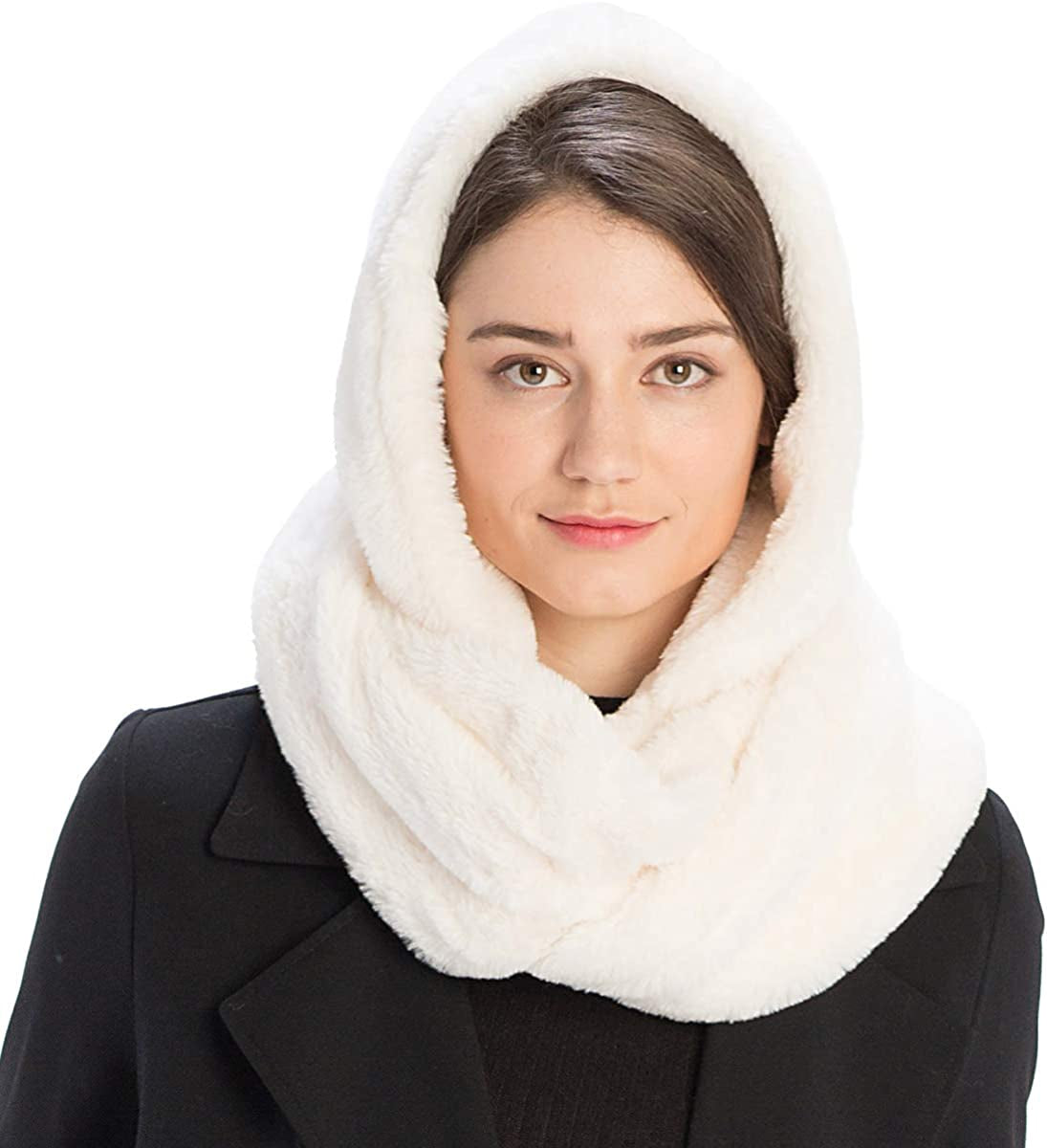 Fashion 21 Women'S Soft Faux Fur Infinity Scarf & Infinity Hood Scarf Head Scarf Wrap (2 Styles) Apparel & Accessories > Clothing Accessories > Scarves & Shawls Fashion 21 Hooded - Ivory