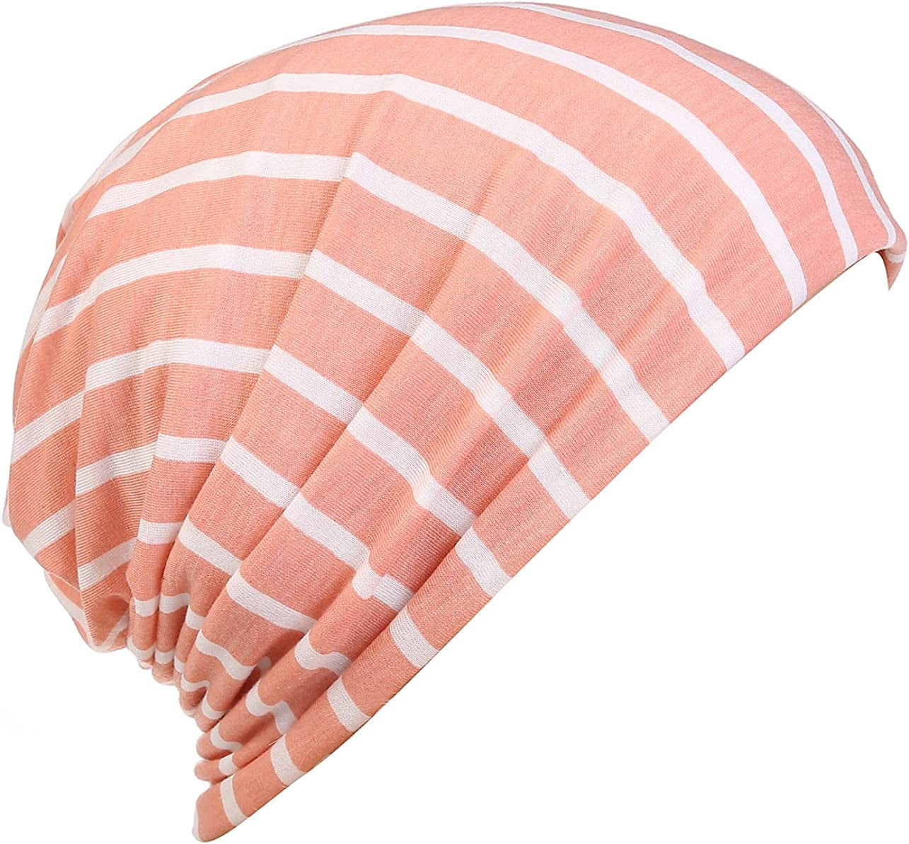 HONENNA Printed Turban Headband Chemo Cap Soft Sleep Beanie Apparel & Accessories > Clothing Accessories > Headwear HONENNA Strip-orange+white 1