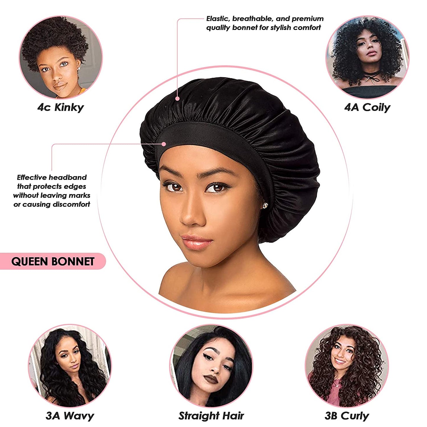 Queen Box Deluxe Womens -7 in 1 Hair Care Kit: Detangler Brush, Bonnet, Rat Tail Comb, Silky Scarf, Spray Bottle and BONUS Hair Ties. for Afro Curly & Straight Hair Health & Beauty > Personal Care > Hair Care Crown Quality