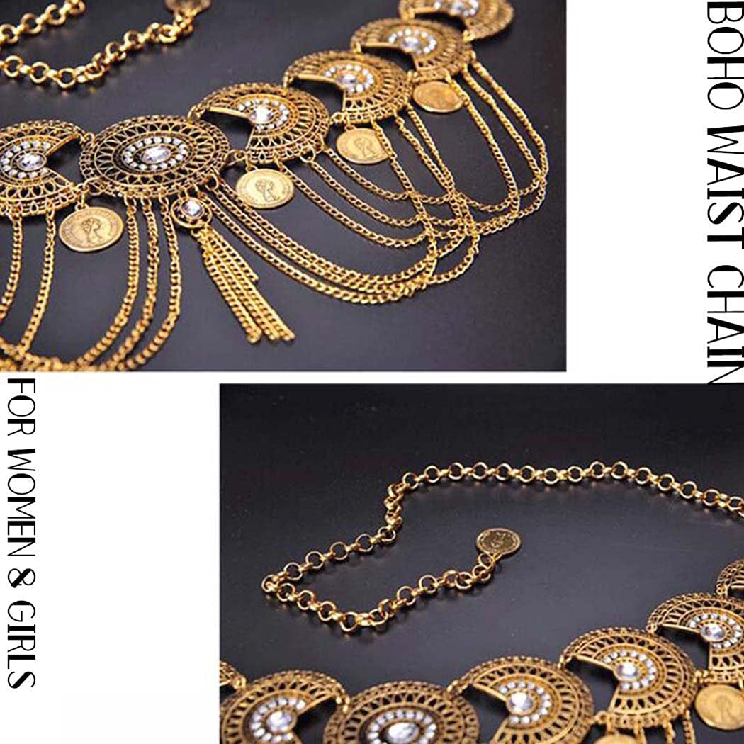 Brishow Gold Waist Chain Layered Body Chain Fashion Party Body Jewelry Accessory for Women and Girls (Gold) Apparel & Accessories > Jewelry > Body Jewelry Brishow