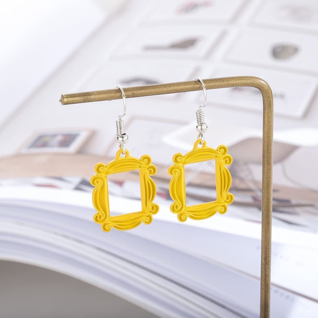 Sphers Friends Earrings TV Show Merchandise Friends Themed Frame Earrings Monica Door Frame Drop Earrings Gifts for Women Best Friends Apparel & Accessories > Jewelry > Earrings Sphers
