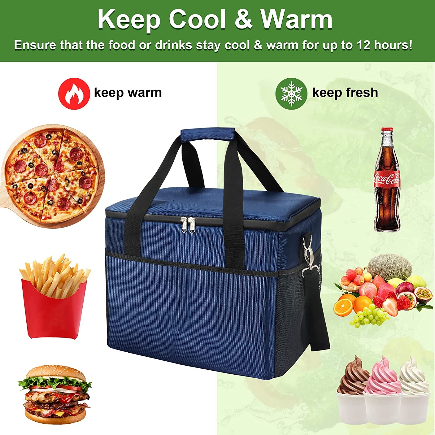 CGBE Collapsible Cooler Bag Insulated Large Lunch Bag Leakproof Thicken Cooler Bag Portable for Camping, Picnic & Beach, Grocery Shopping (48 Can , 37L) Apparel & Accessories > Jewelry > Anklets CGBE
