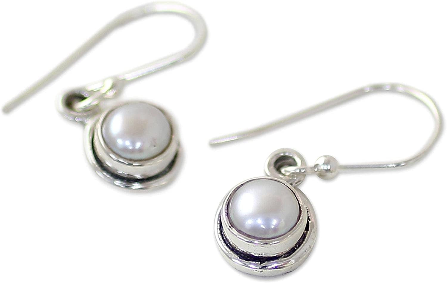 NOVICA Cream Cultured Freshwater Pearl .925 Silver Dangle Earrings, Purest Love' Apparel & Accessories > Jewelry > Earrings NOVICA