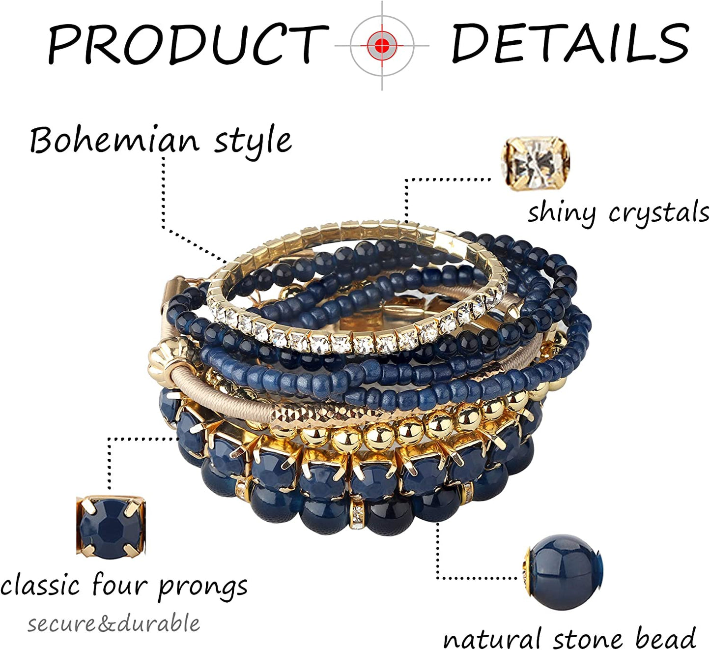 MILACOLATO 2-4 Sets Beaded Bracelets for Women Stackable Bracelets Aesthetic Stretch Multilayered Bracelets Set Bohemian Bracelet Apparel & Accessories > Jewelry > Bracelets Milacolato