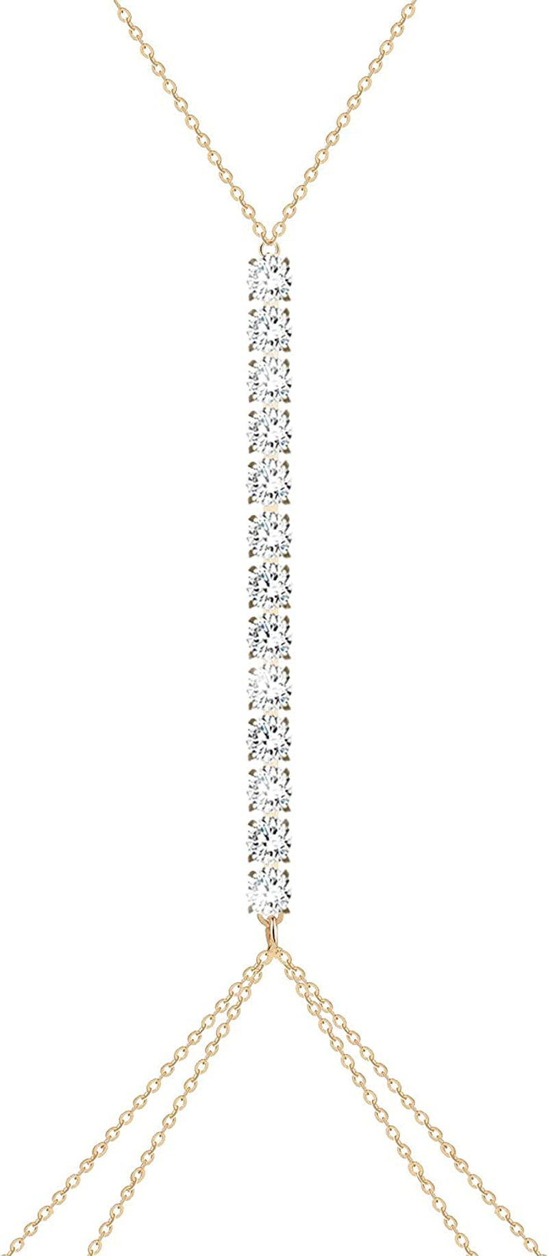 Gold Body Chain for Women, Sexy Simple Bikini Body Chain Apparel & Accessories > Jewelry > Body Jewelry ShinShang Clear-2 Layer CZ