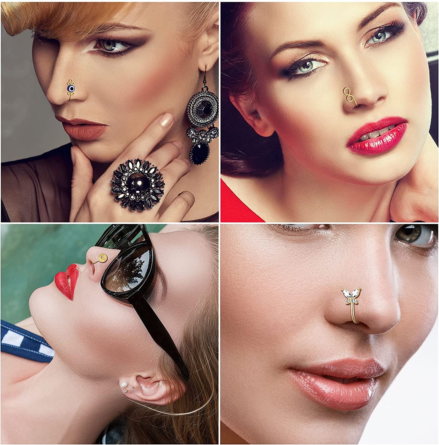 TAMHOO 25Pcs Fake Septum Fake Nose Ring Hoop for Women - Magnetic Nose Ring Nose Cuffs for Non Pierced Nose Apparel & Accessories > Jewelry > Body Jewelry TAMHOO