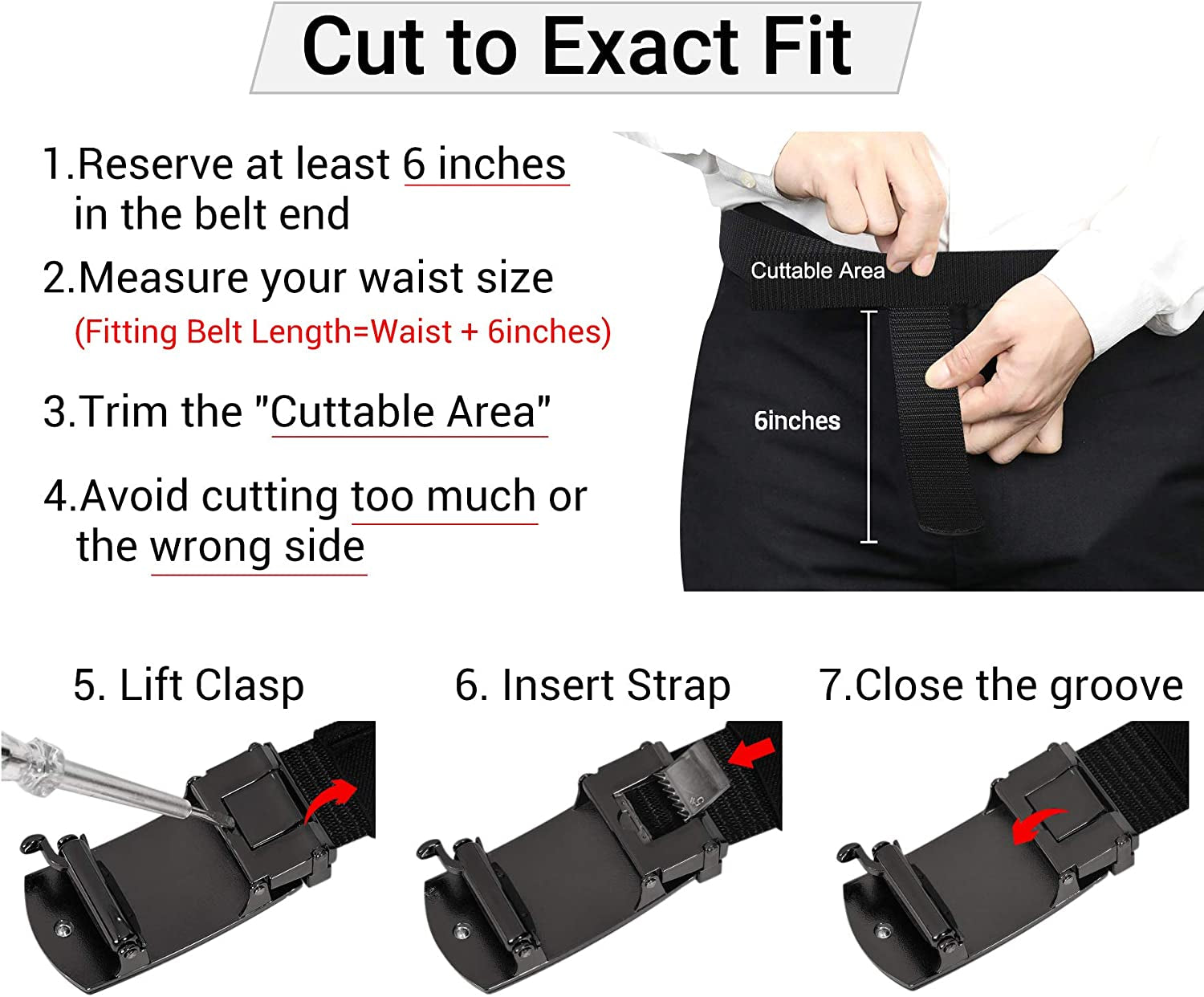 ITIEZY Men'S Nylon Ratchet Belt 2Pack, Adjustable Web Military Tactical Belt with Automatic Slide Buckle, Trim to Fit Apparel & Accessories > Clothing Accessories > Belts ITIEZY