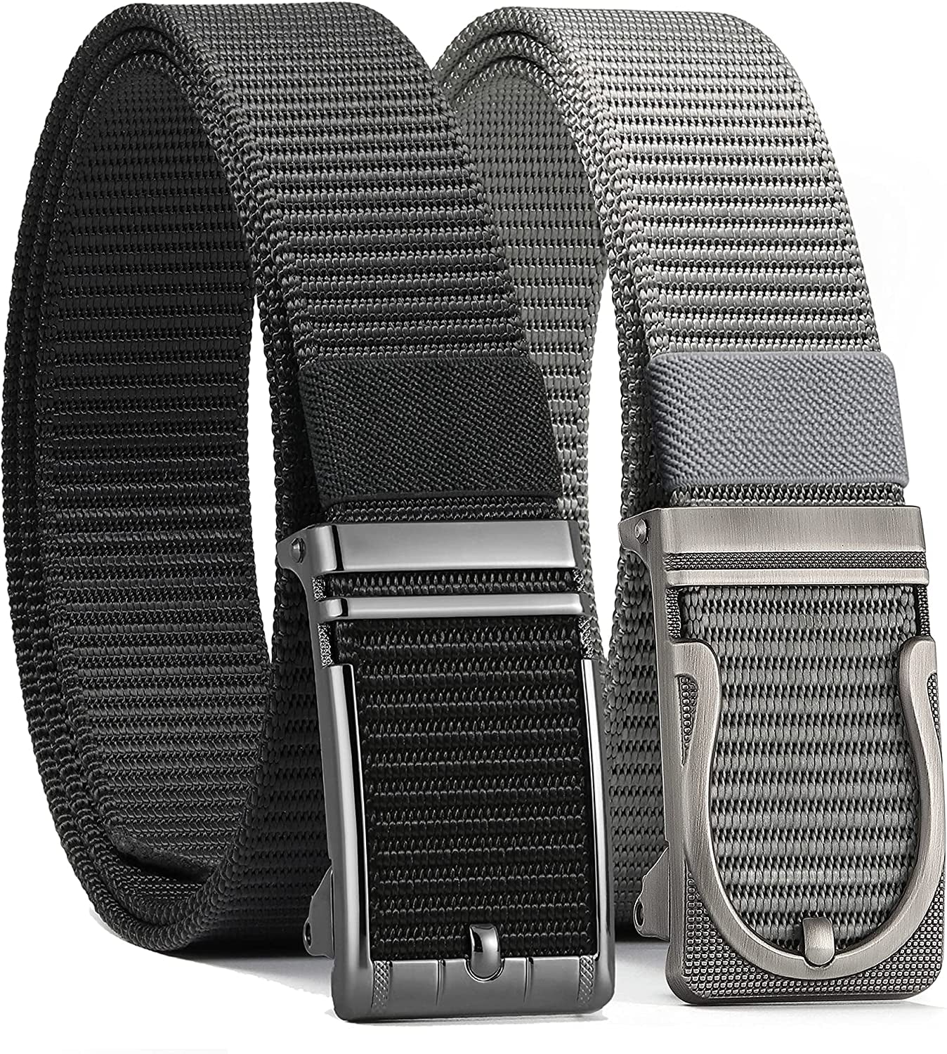 ITIEZY Men'S Nylon Ratchet Belt 2Pack, Adjustable Web Military Tactical Belt with Automatic Slide Buckle, Trim to Fit Apparel & Accessories > Clothing Accessories > Belts ITIEZY