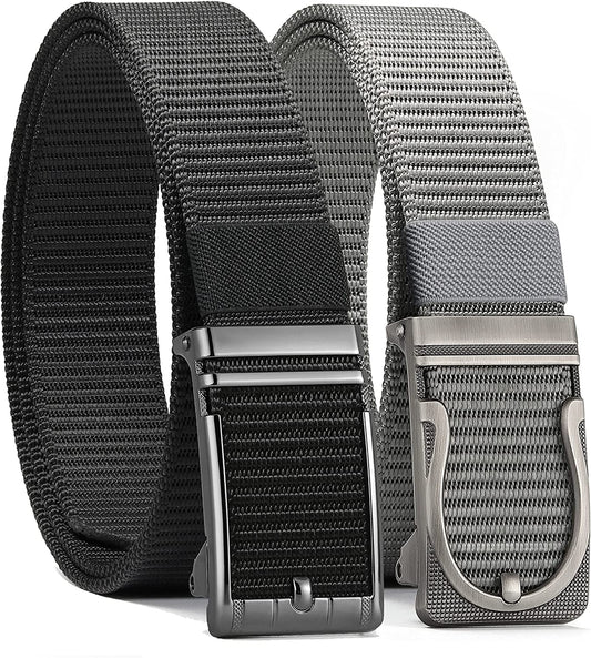 ITIEZY Men'S Nylon Ratchet Belt 2Pack, Adjustable Web Military Tactical Belt with Automatic Slide Buckle, Trim to Fit Apparel & Accessories > Clothing Accessories > Belts ITIEZY