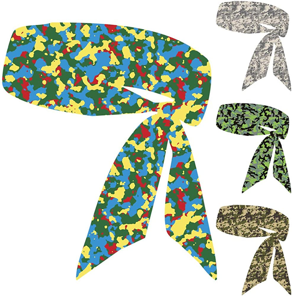 Sweat Wicking Head Tie, Tie Back Headband, Tie up Hair Band for Men Women Kids Girls Boys, Athletic Ninja Sweatband Head Wraps, Pirates Bandana Headwrap for Tennis, Workout Apparel & Accessories > Clothing Accessories > Bandanas & Headties JHYWELL Camo Pack