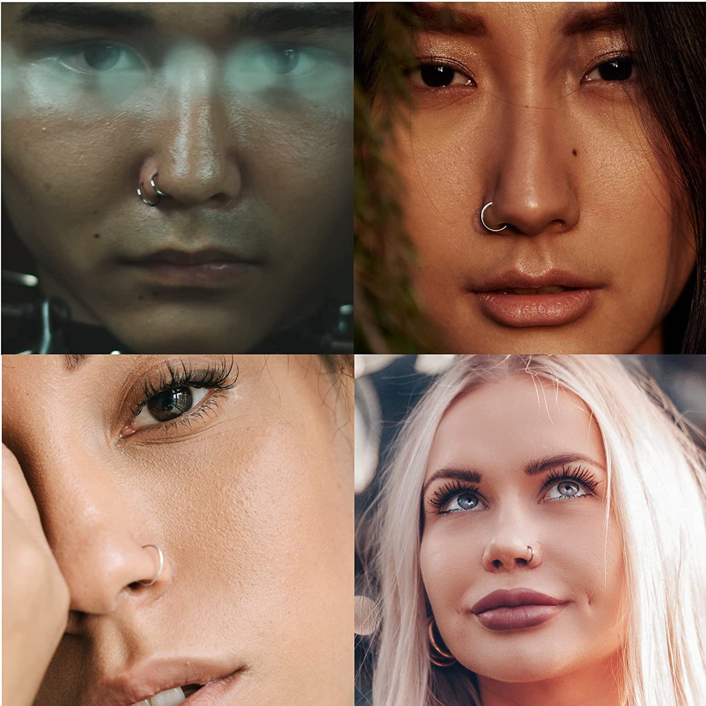 Nose Ring 2Pcs Set 925 Silver Fake Piercing Handmade Clip-On Hoop Fake Nose Ring without Piercing, Ladies Body Jewelry Fake Nose Ring Apparel & Accessories > Jewelry > Body Jewelry MEINESQIS