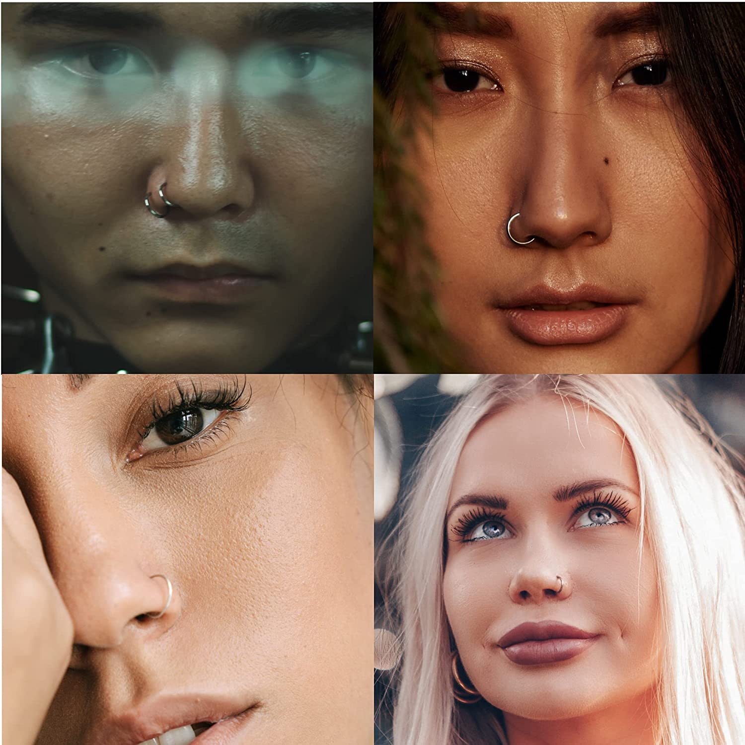 Nose Ring 2Pcs Set 925 Silver Fake Piercing Handmade Clip-On Hoop Fake Nose Ring without Piercing, Ladies Body Jewelry Fake Nose Ring Apparel & Accessories > Jewelry > Body Jewelry MEINESQIS