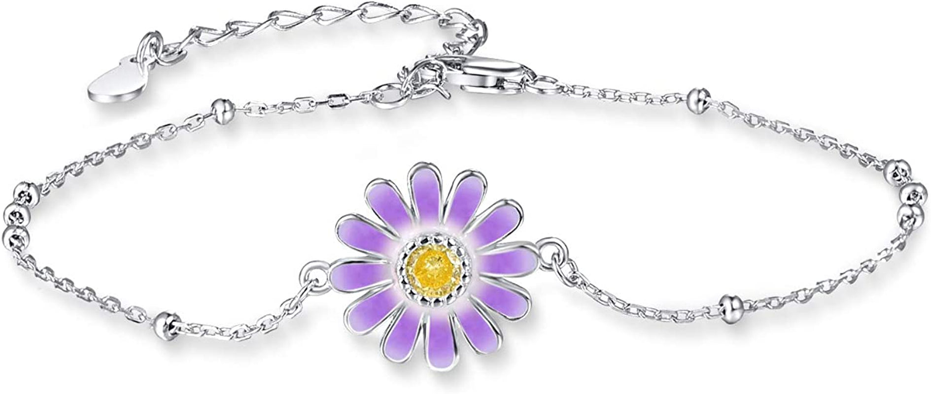 TANGPOET 925 Sterling Silver Anklet Bracelet for Women, Dainty Charm Bracelets Animal Jewelry Birthday Gifts for Mother Daughter Teens Girls Apparel & Accessories > Jewelry > Anklets TANGPOET Daisy Bracelet