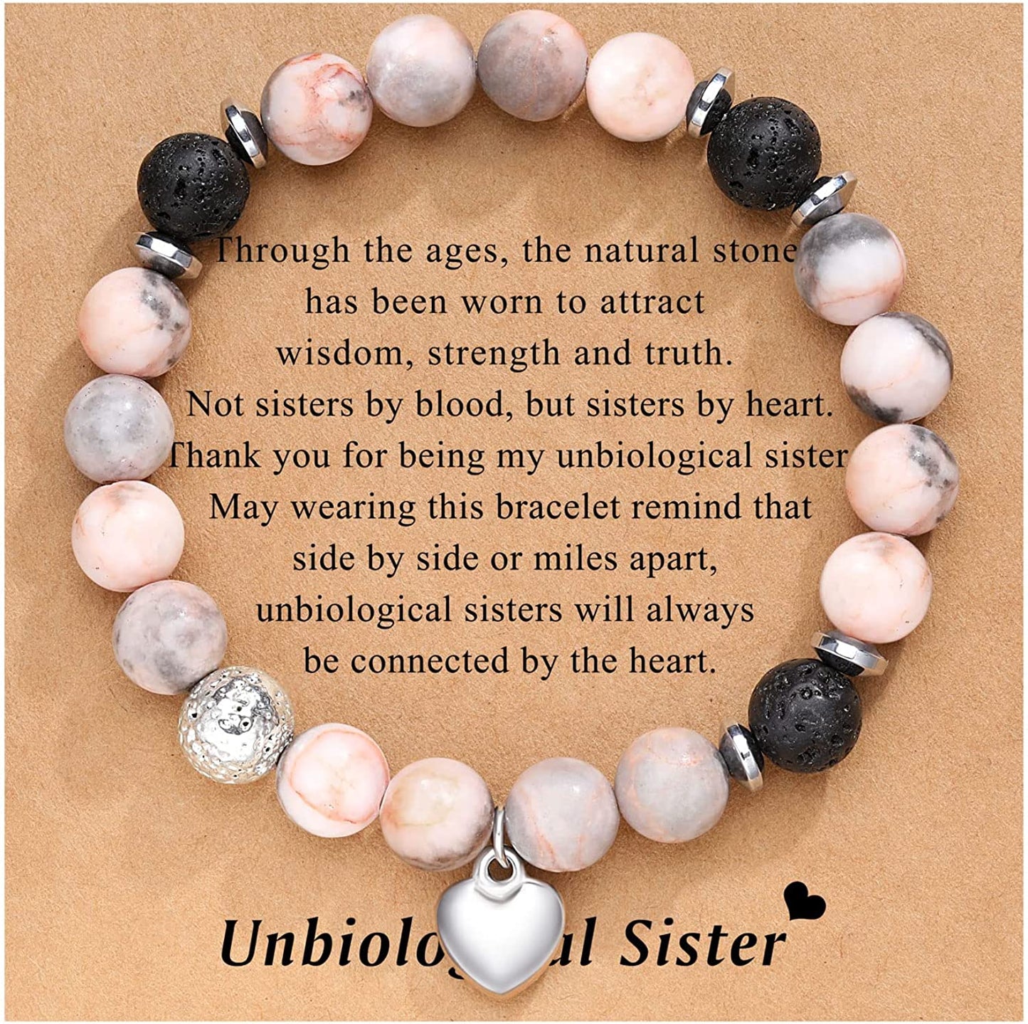 UNGENT THEM Sister/Sister in Law/Unbiological Sister/Big Sister/Best Friend/Friendship Bracelets for Women Birthday Christmas Valentine'S Day Gifts Apparel & Accessories > Jewelry > Bracelets UNGENT THEM Unbiological Sister-Lava&Pink