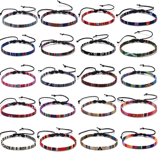 FINZOR 20PCS Ankle Bracelet Adjustable Boho Surfer Anklet Bracelet Thin Rope Unisex Handmade Beach Anklet Boho Colorful Ankle Bracelet Bohemia Anklet Chain Jewelry Festival Accessories Apparel & Accessories > Jewelry > Anklets FINZOR