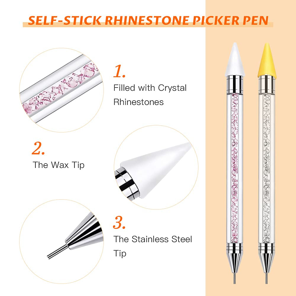 Vikerer 2 Pack Rhinestone Picker, Diamond Painting Dotting Pen Dual-End Rhinestones Pickup Tool for Nail Gems Stones Crystals DIY Nail Art Crafts with 2 Extra Tips and 1X Tweezer Health & Beauty > Personal Care > Cosmetics > Cosmetic Tools > Nail Tools Vikerer