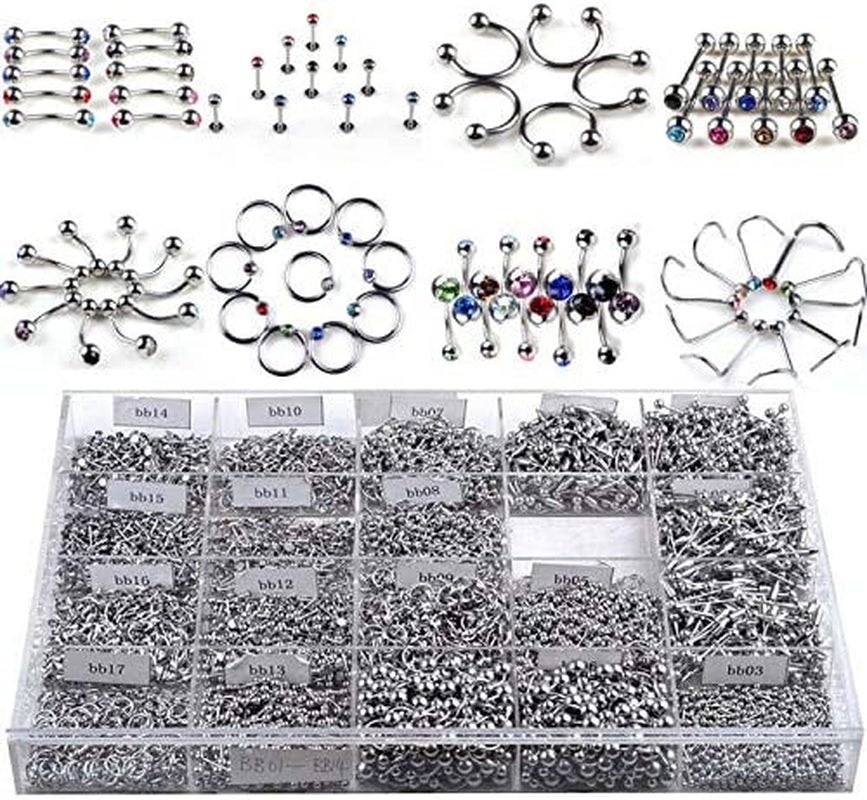 Fidgetkute Piercing Kit Stainless Steel Body Jewelry Tongue Ring Navel Ring Nose Ring Nipple Ring Earring 85Pcs Lots Mixed Apparel & Accessories > Jewelry > Body Jewelry FidgetKute