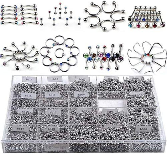 Fidgetkute Piercing Kit Stainless Steel Body Jewelry Tongue Ring Navel Ring Nose Ring Nipple Ring Earring 85Pcs Lots Mixed Apparel & Accessories > Jewelry > Body Jewelry FidgetKute