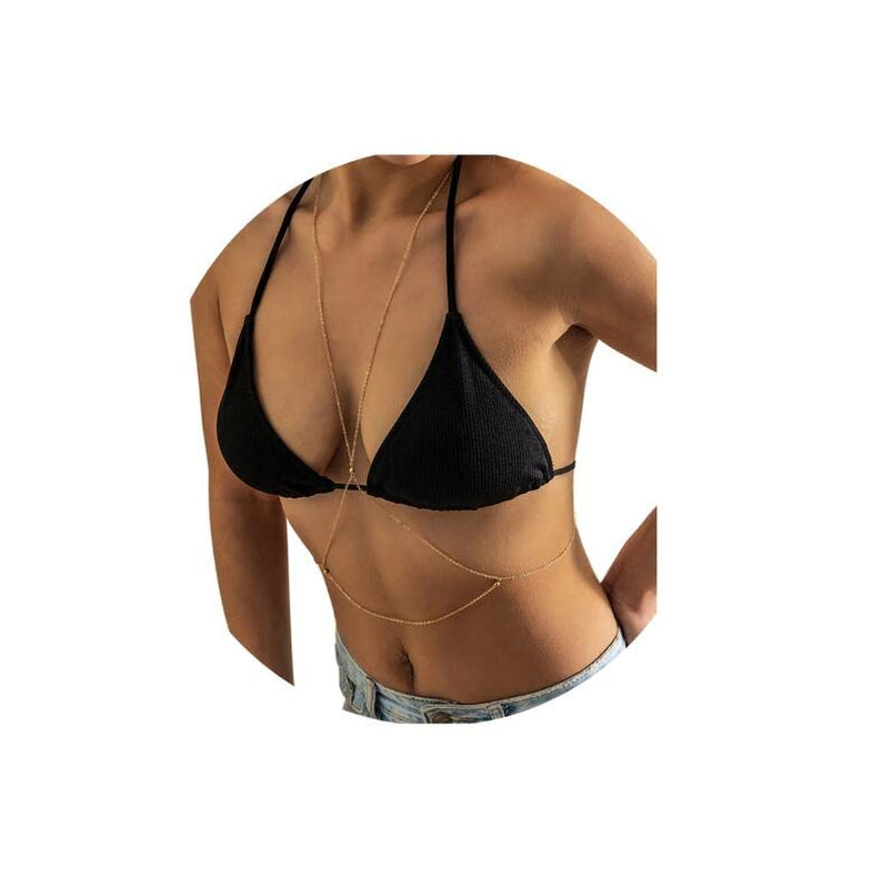 Jerany Boho Gold Body Chain Small Bead Sexy Bra Bikini Waist Body Necklace Beach Body Chains for Women and Girls Apparel & Accessories > Jewelry > Body Jewelry Jerany Gold