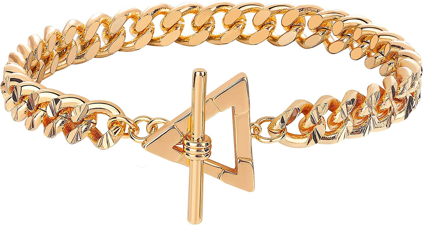 MEVECCO Gold Beaded Bracelets,18K Gold Plated Handmade Cute Satellite Diamond Cut Oval and round Beads Rope Chain Dainty Bracelet for Women Apparel & Accessories > Jewelry > Bracelets Mevecco Chunky cuba