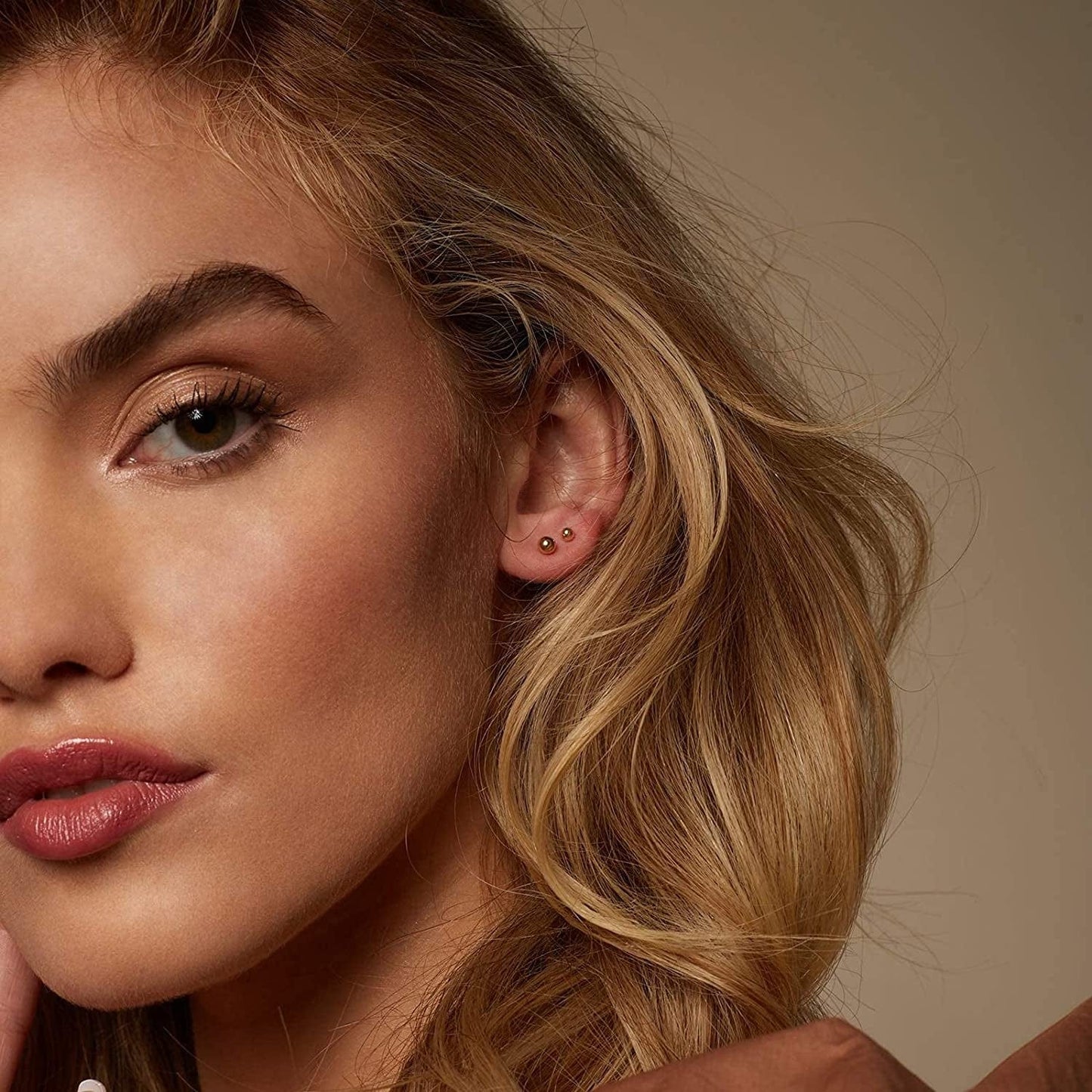 Earring Sets for Multiple Piercing | 14K Gold Plated Studs Earrings and Hoops Set Hypoallergenic Small Hoop CZ Ball Studs Earrings for Women Girls(6 Pairs)