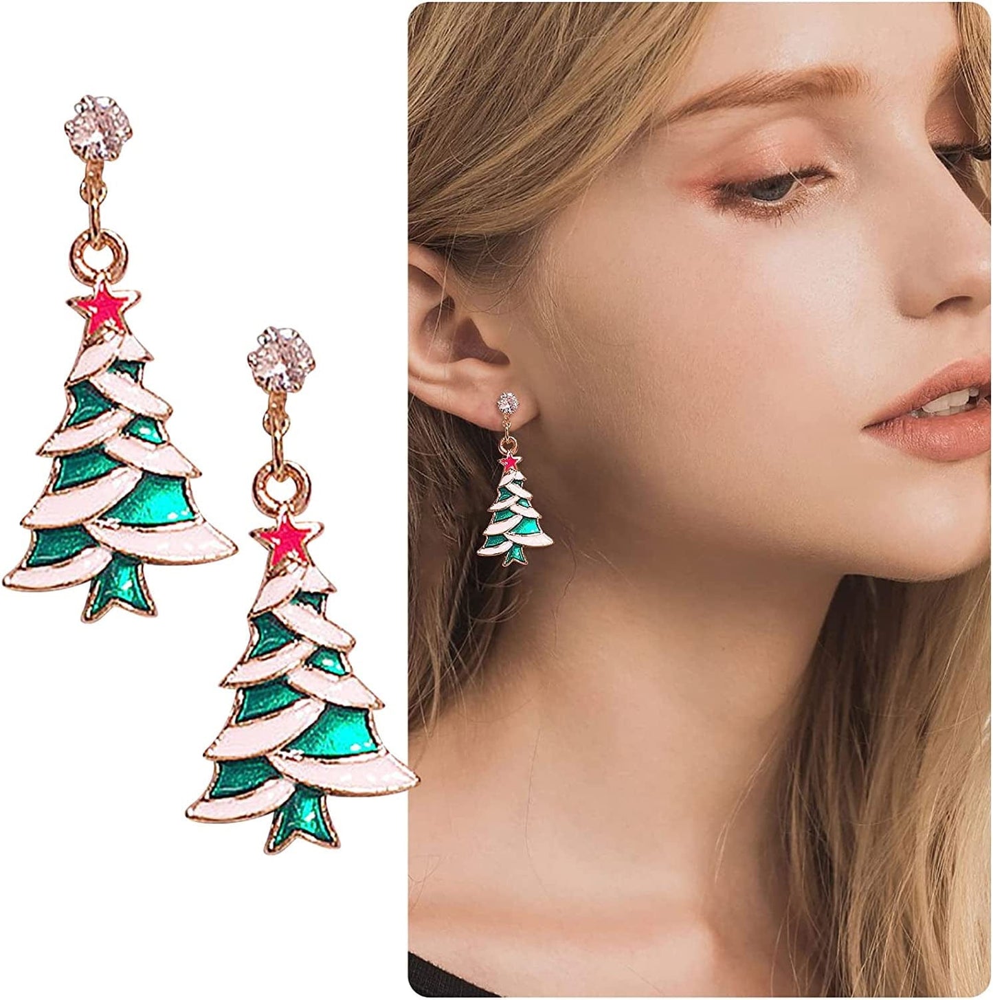 Earrings for Women Christmas Pendants Jewelry Color Xmas Tree Exquisite Cute Snowflake Snowman Earring GITS for Womens Girls C4 / One Size
