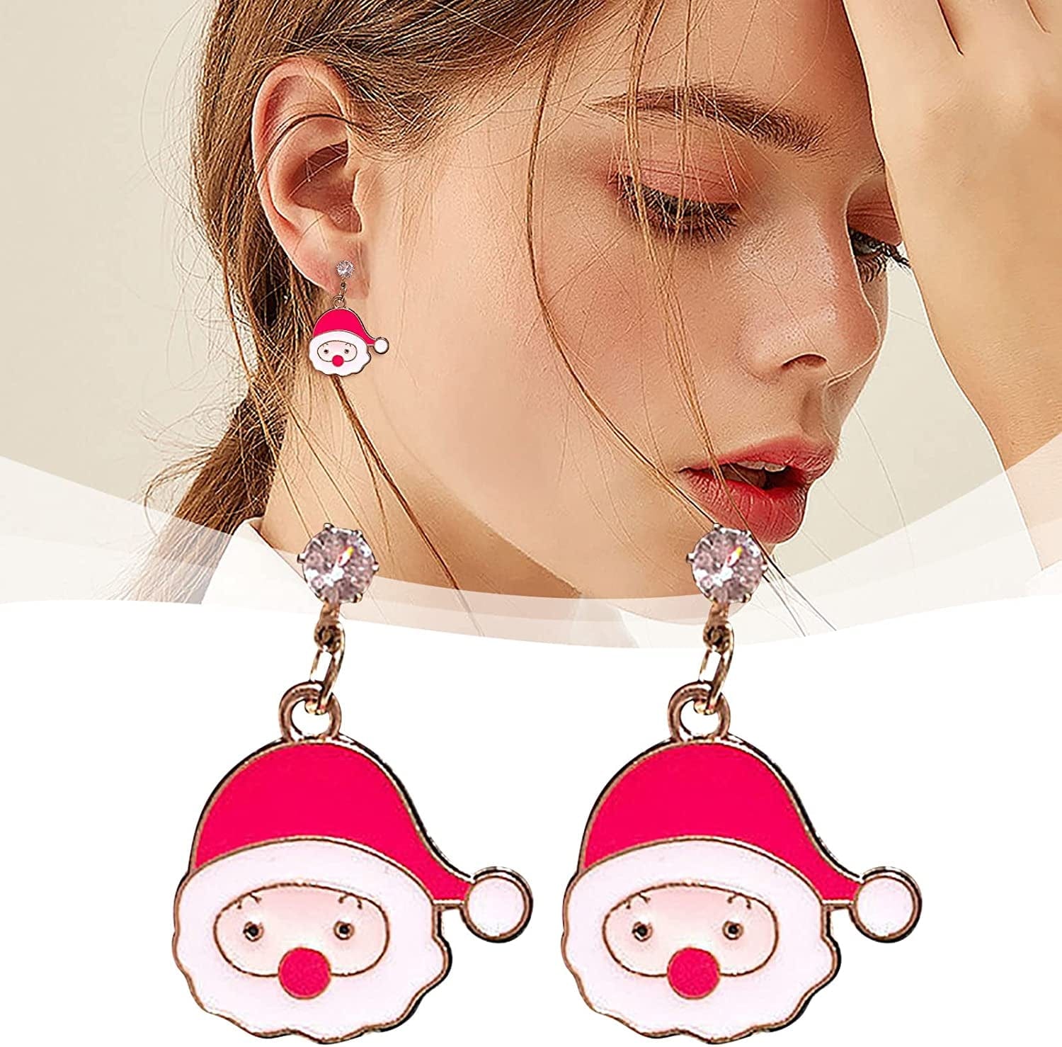 Earrings for Women Christmas Pendants Jewelry Color Xmas Tree Exquisite Cute Snowflake Snowman Earring GITS for Womens Girls C3 / One Size