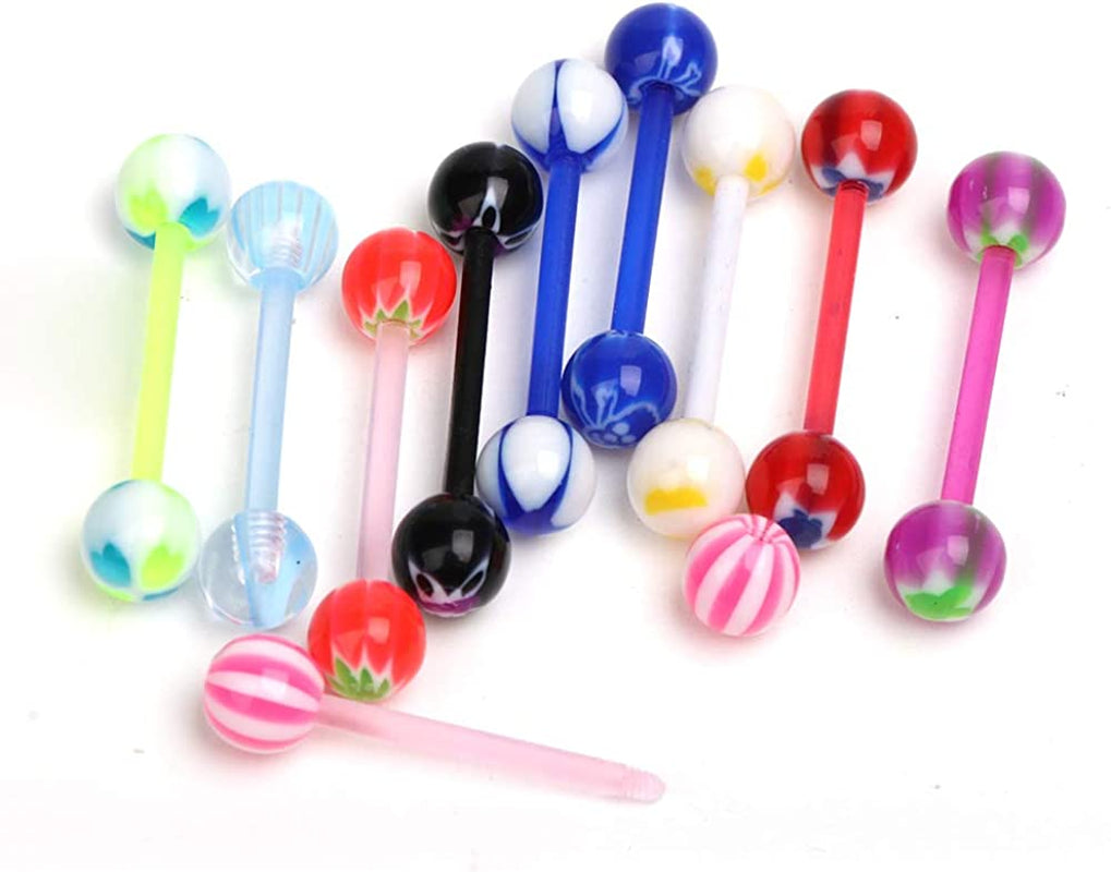 Crazypiercing Wholesale 80 Flexible Lip Tongue Eyebrow Bar Rings Barbell Piercing Body Jewelry Multicolor Apparel & Accessories > Jewelry > Body Jewelry CrazyPiercing