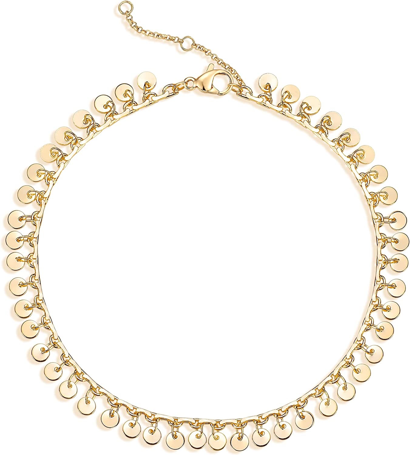 LOYATA Dainty Ankle Bracelet,14K Gold Plated Tiny Bead Anklet Dainty White Cubic Zirconia Cross Tassel Foot Chain Cute Lucky Moon Evil Eye Foot Jewelry Boho Anklets for Women Apparel & Accessories > Jewelry > Anklets LOYATA Disc