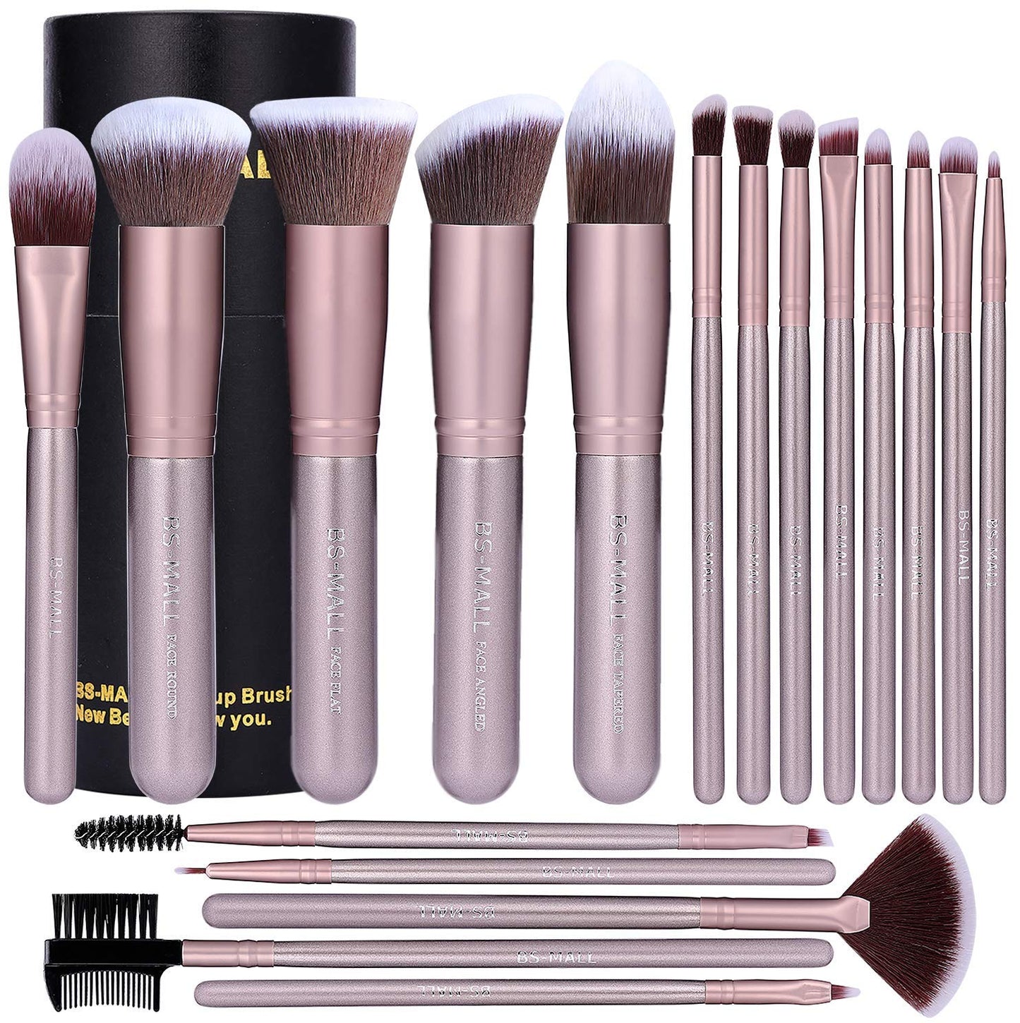 BS-MALL Makeup Brush Set 18 Pcs Premium Synthetic Foundation Powder Concealers Eye Shadows Blush Makeup Brushes with Black Case (Champagne Gold) Health & Beauty > Personal Care > Cosmetics > Cosmetic Tools > Makeup Tools BS-MALL Purple