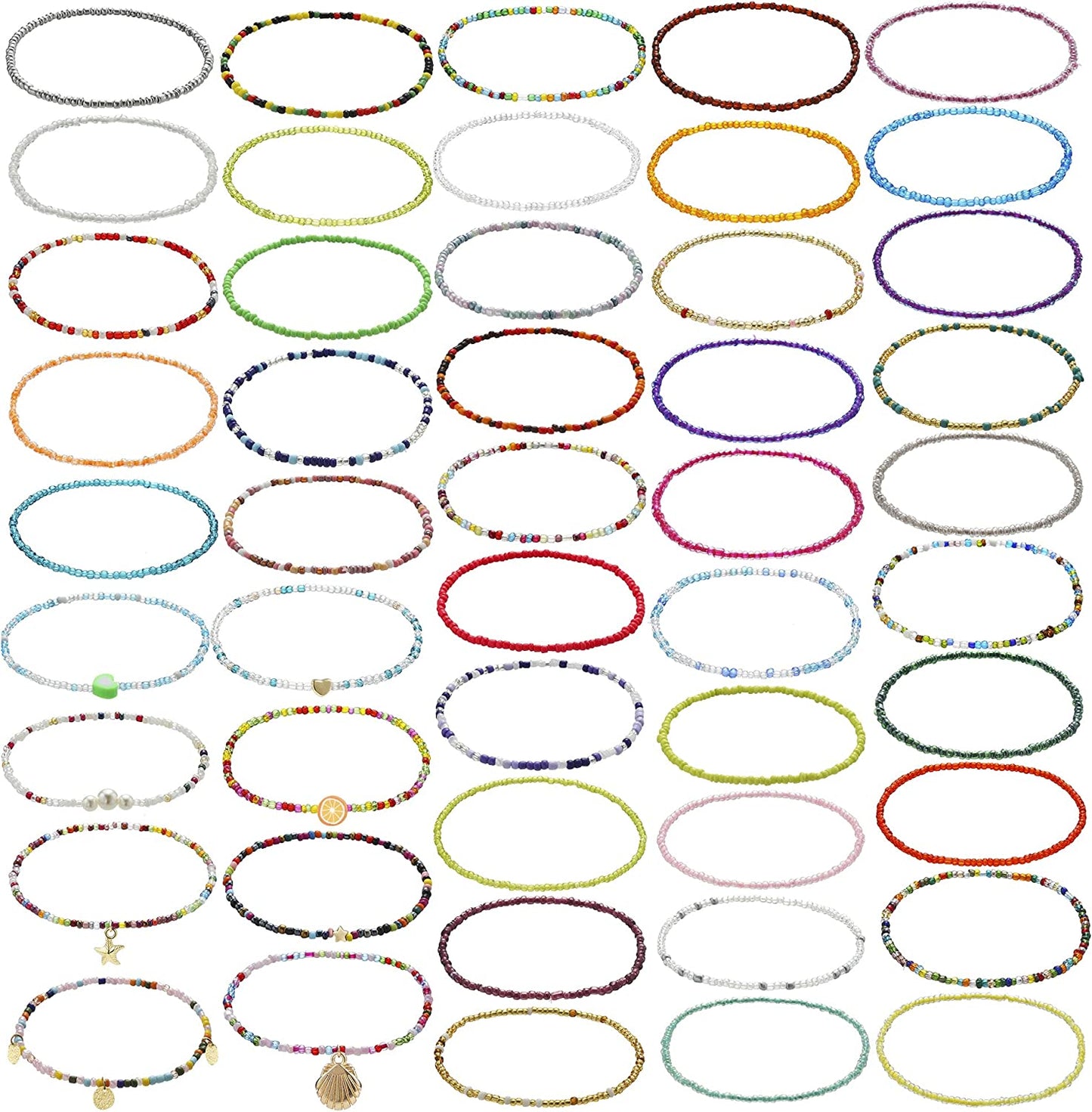 Beaded Anklet for Women Handmade Boho Beaded Ankle Bracelets Colorful Beads Foot Anklets for Teen Girls Apparel & Accessories > Jewelry > Anklets Taouzi