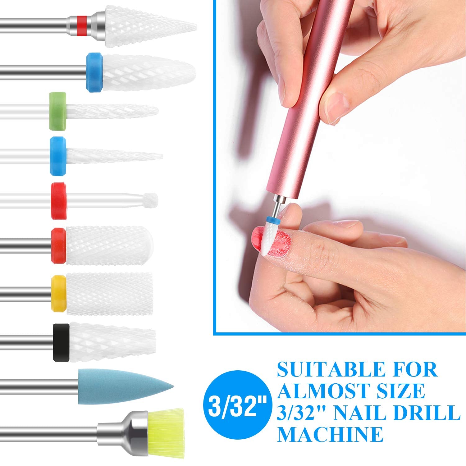 SPTHTHHPY 10Pcs Ceramic Nail Drill Bits Set Professional Remove Gel Acrylic Cuticle Diamond Carbide Nail Drill Bit Tools for Manicure Pedicure Home Salon Use Great Gift for Women Girls Health & Beauty > Personal Care > Cosmetics > Cosmetic Tools > Nail Tools SPTHTHHPY