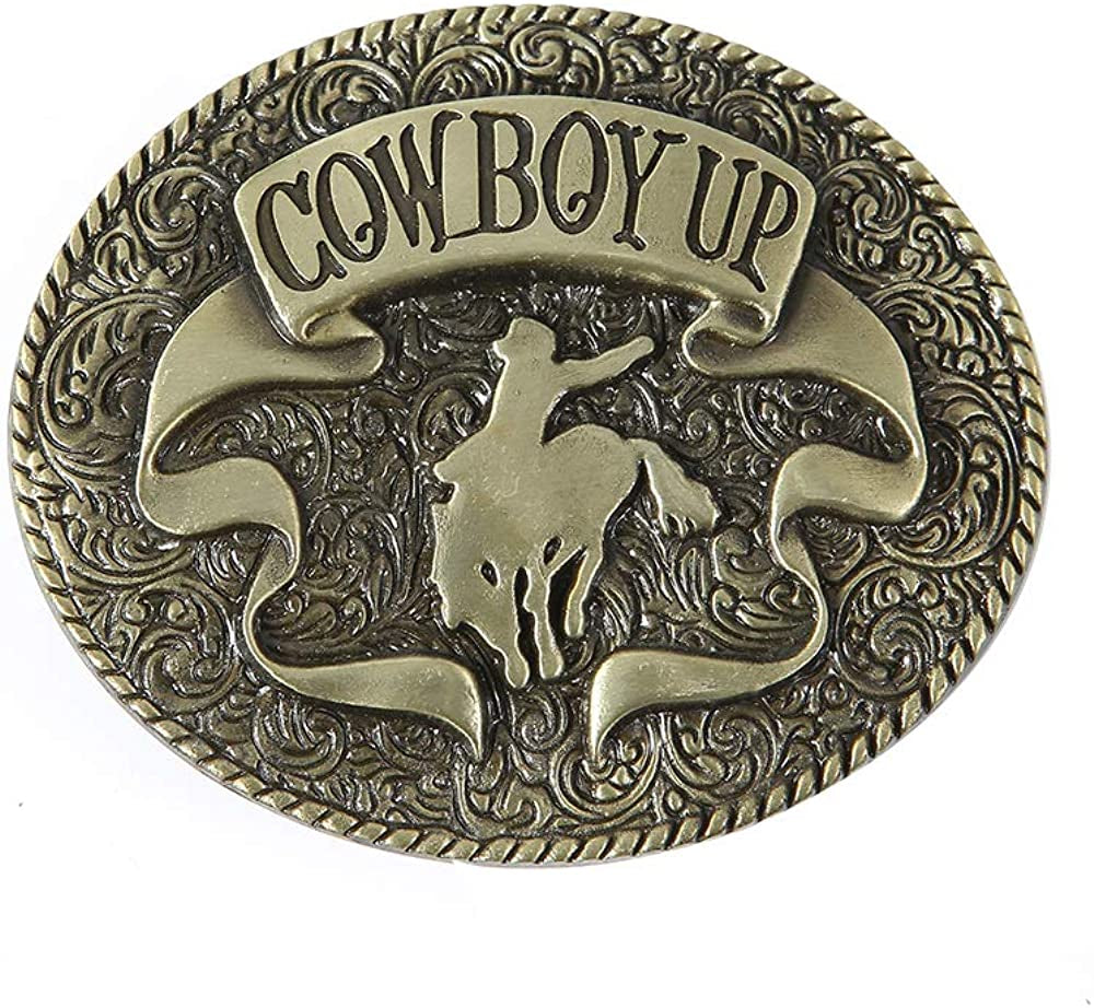 KDG Western Cowboy Gold Belt Buckle for Man Eagle Running Horse Bull Heads Texas Buckle Apparel & Accessories > Clothing Accessories > Belt Buckles KDG 2-bronze 1