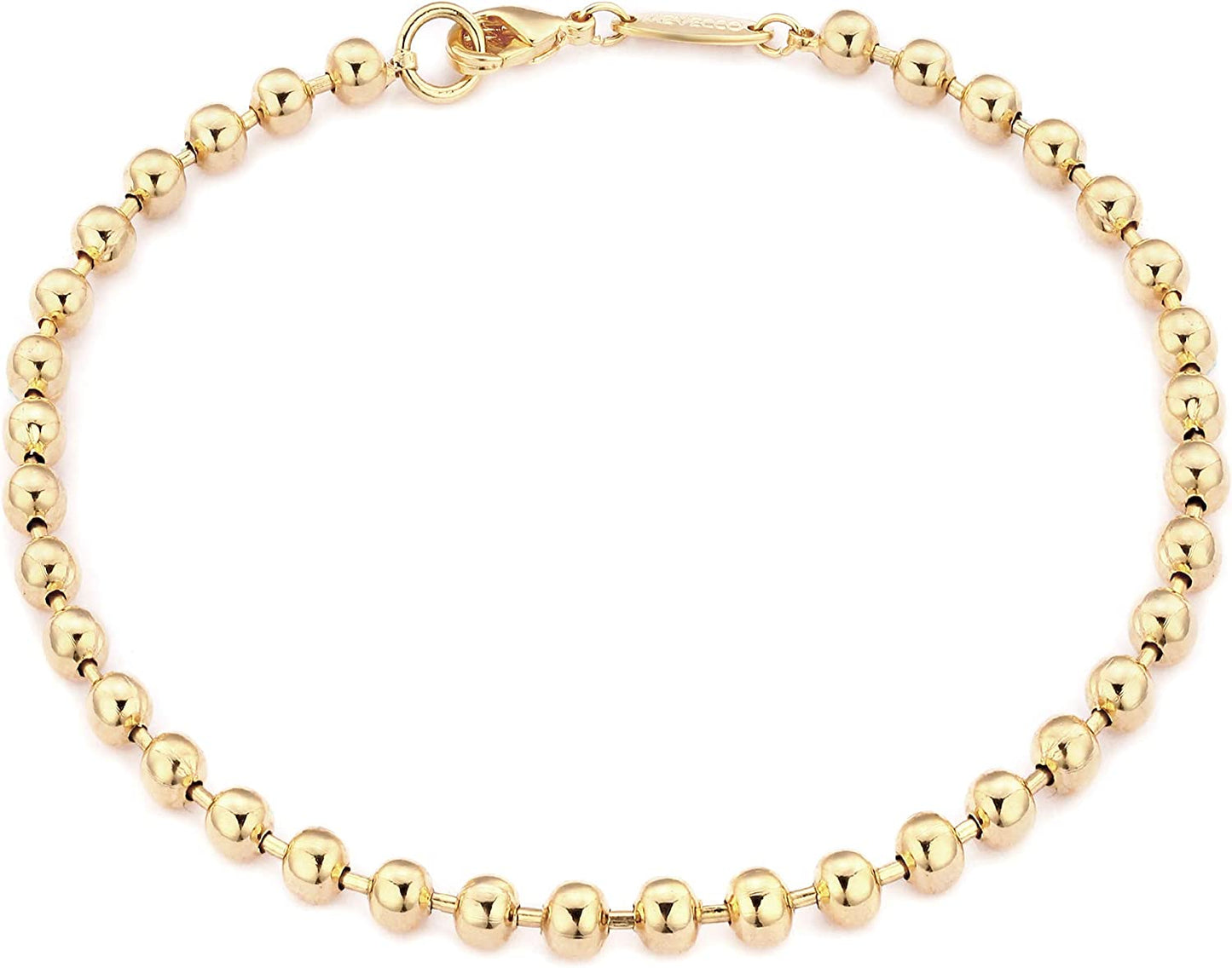 MEVECCO Gold Beaded Bracelets,18K Gold Plated Handmade Cute Satellite Diamond Cut Oval and round Beads Rope Chain Dainty Bracelet for Women Apparel & Accessories > Jewelry > Bracelets Mevecco Beads 4mm