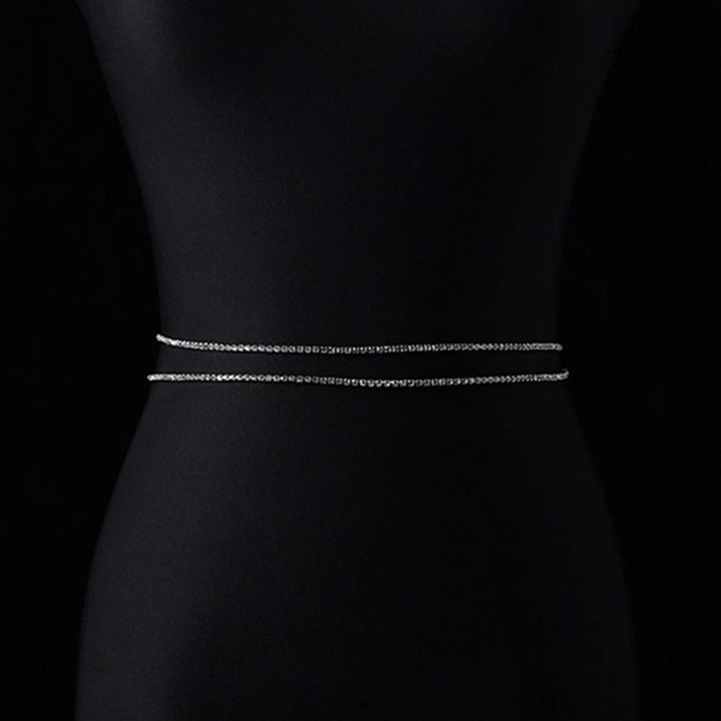 Nicute Layered Waist Chain Rhinestone Belly Chains Belt Summer Beach Costume Crystal Body Jewelry for Women and Girls (Silver) Apparel & Accessories > Jewelry > Body Jewelry Nicute