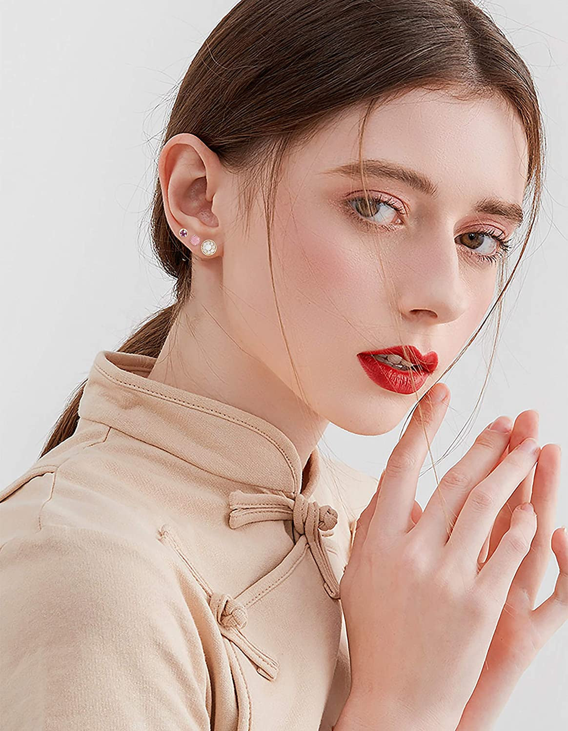 Thunaraz 81Pairs Small Stud Earrings Set for Women Men Triangle Circle Bar Star Moon Geometric Leaf Arrow Flower Bow CZ Ball Faux Pearl Hoop Dangle Earrings Set Apparel & Accessories > Jewelry > Earrings THUNARAZ